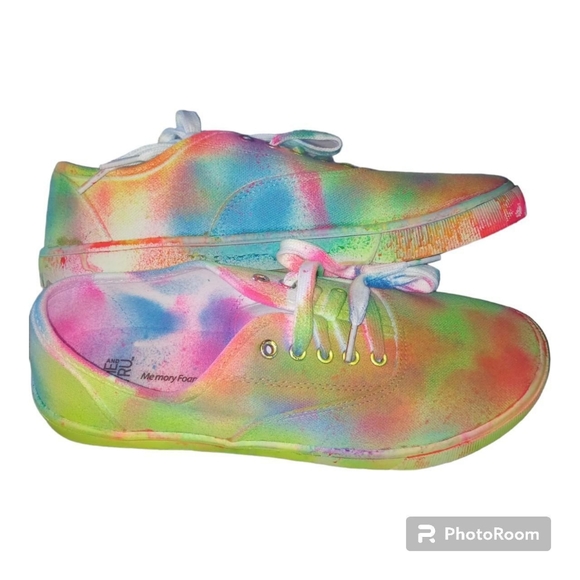 Homemade Custom Hippie Tie Dye Sprayed memory foam time n tru size 9 women'sshoe - Picture 6 of 6